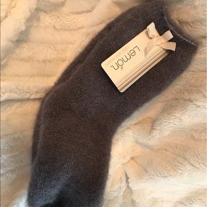 2 pair fuzzy socks, gray and white, NWT